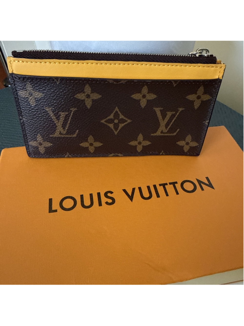 LOUIS VUITTON Monogram Macassar Coloroma Coin Card Holder Yellow Rare LV